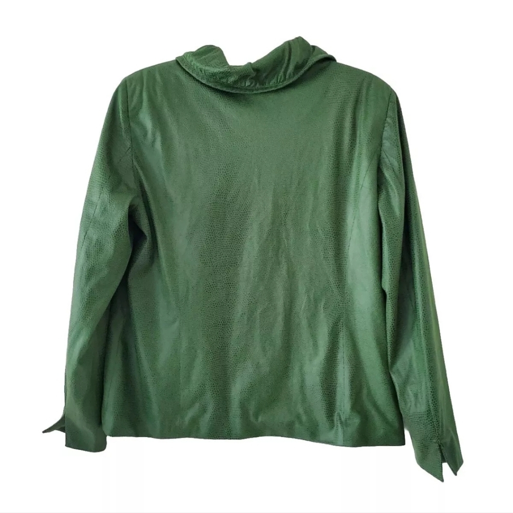 JM Collection Jacket Womens SZ 12 (Large) Green Faux Snakeskin Lightweight Zip - Picture 3 of 11